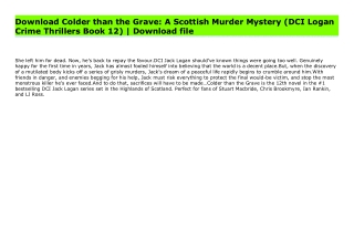 Download Colder than the Grave: A Scottish Murder Mystery (DCI Logan Crime Thrillers Book 12) | Download file