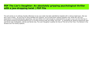 PDF The Liar's Daughter: An absolutely gripping psychological thriller with a jaw-dropping twist | PDF File