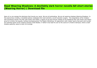 Read Wearing Shadows: A devilishly dark horror novella & 9 short stories (Wearing Horror) | Download file