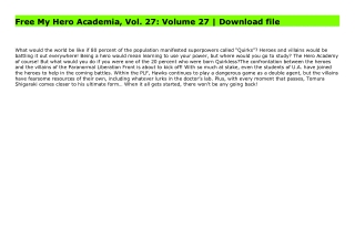 Free My Hero Academia, Vol. 27: Volume 27 | Download file