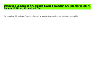 Download Cambridge Checkpoint Lower Secondary English Workbook 7: Second Edition | Download file