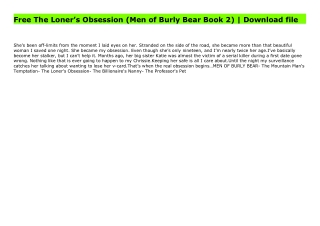 Free The Loner’s Obsession (Men of Burly Bear Book 2) | Download file