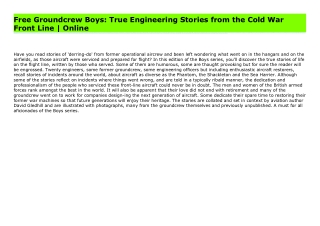 Free Groundcrew Boys: True Engineering Stories from the Cold War Front Line | Online