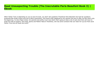 Read Unsuspecting Trouble (The Inscrutable Paris Beaufont Book 3) | Ebook