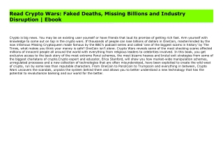 Read Crypto Wars: Faked Deaths, Missing Billions and Industry Disruption | Ebook