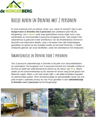 Huisje huren Drenthe 2 personen