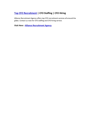 Top CFO Recruitment Firms - Chief Financial Officers Hiring Services