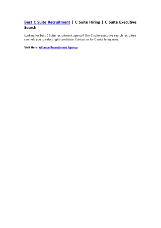 Best C Suite Recruitment | C Suite Hiring | C Suite Executive Search
