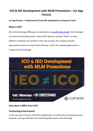 ICO & IEO Development with MLM Promotions - Ico App Factory