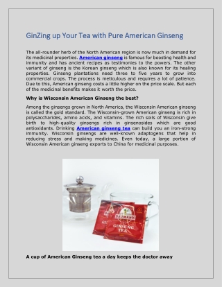 GinZing up Your Tea with Pure American Ginseng