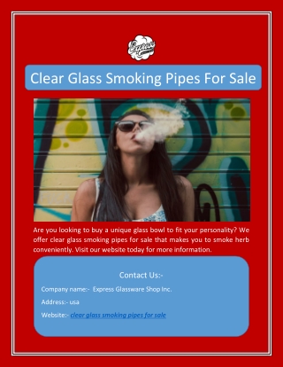 Clear Glass Smoking Pipes For Sale