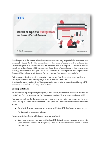 Install or Update PostgreSQL on Your cPanel Server