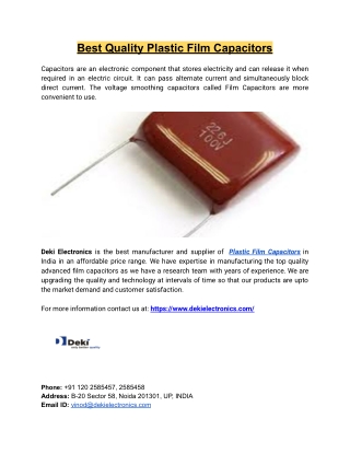 Best Quality Plastic Film Capacitors