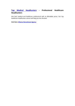 Top Medical Headhunters - Professional Healthcare Headhunters