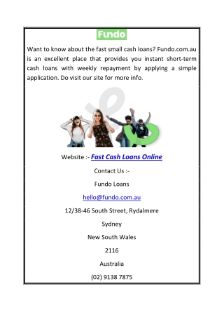 Fast Cash Loans Online | Fundo.com.au