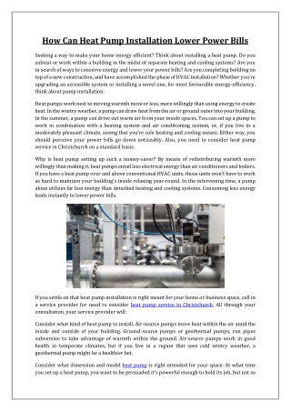 How Can Heat Pump Installation Lower Power Bills