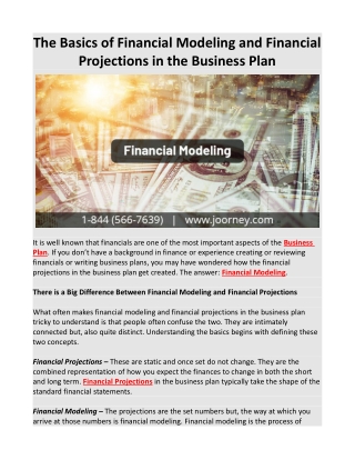 The Basics of Financial Modeling and Financial Projections in the Business Plan