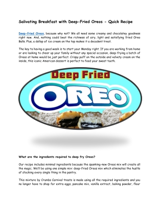 Salivating Breakfast With Deep-Fried Oreos - Quick Recipe