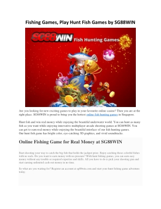 Fishing Games, Play Hunt Fish Games by SG88WIN