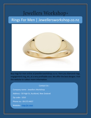 Rings For Men | Jewellersworkshop.co.nz