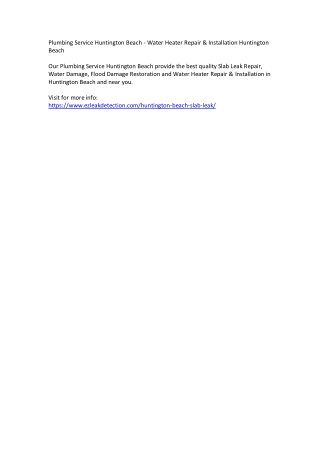 Plumbing Service Huntington Beach - Water Heater Repair & Installation Huntingto