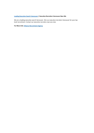 Leading executive search vancouver