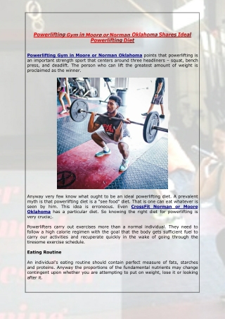 Powerlifting Gym in Moore or Norman Oklahoma Shares Ideal Powerlifting Diet