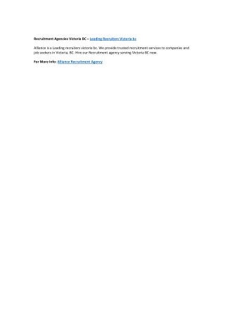 Leading recruiters victoria bc