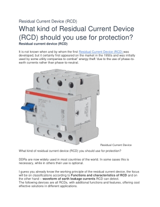 What kind of Residual Current Device (RCD) should you use for protection?
