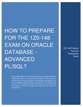 How to prepare for the 1Z0-148 Exam on Oracle Database - Advanced PL/SQL?