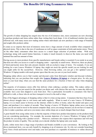The Benefits Of Using Ecommerce Sites
