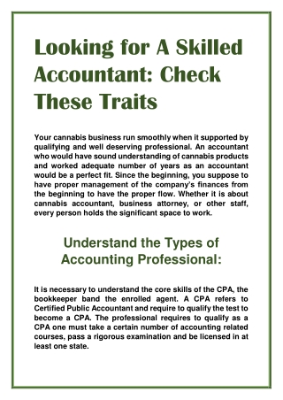 Looking for A Skilled Accountant Check These Traits