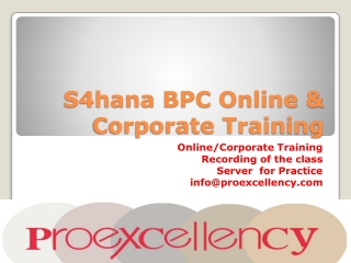 Proexcellency Provides SAP S4HANA BPC Online Training
