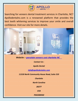 porcelain veneers cost charlotte NC abhi