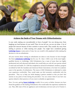 Achieve the Smile of Your Dreams with Gibborthodontics