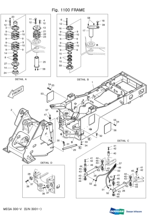 DAEWOO DOOSAN MEGA 300-V 300V WHEEL LOADER Parts Catalogue Manual (SN 3001-)