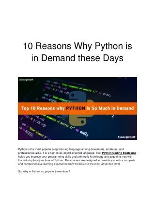 10 Reasons Why Python is in Demand these Days