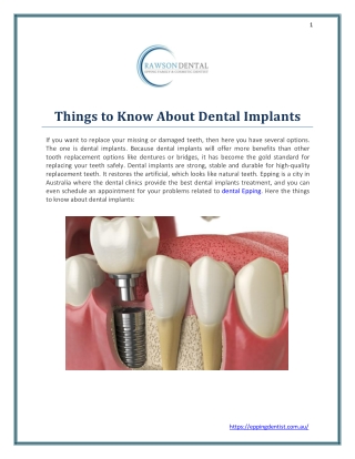 Things to Know About Dental Implants