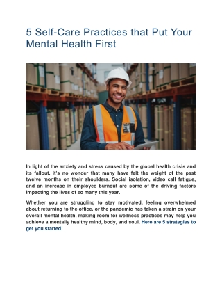 5 Self-Care Practices that Put Your Mental Health First DSJ Global