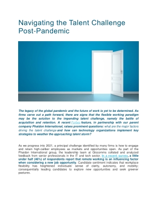 Navigating the Talent Challenge Post-Pandemic Glocomms