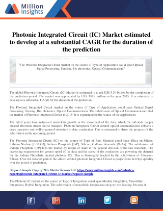 Photonic Integrated Circuit (IC) Market estimated to develop at a substantial CA