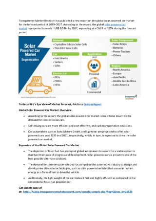 Solar Powered Car Market