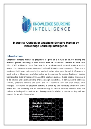 Graphene Sensors Market to Grow Approximately CAGR 38.75% through 2024