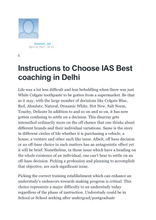 Instructions to Choose IAS Best coaching in Delhi