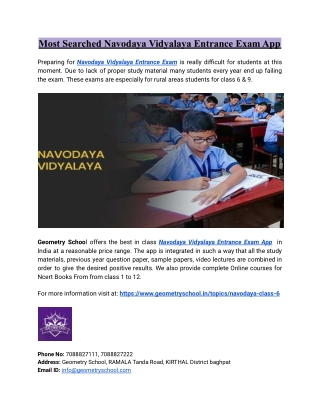 Most Searched Navodaya Vidyalaya Entrance Exam App