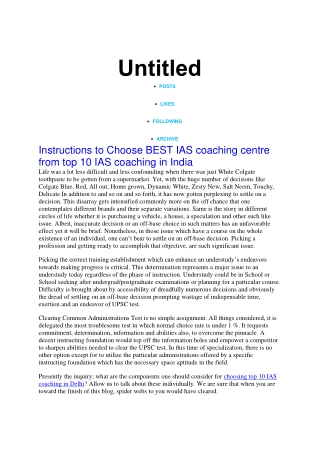 Instructions to Choose BEST IAS coaching centre in delhi