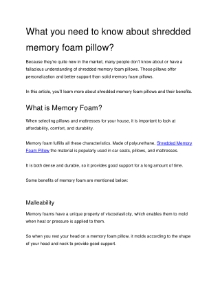 What you need to know about shredded memory foam pillow