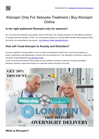 Klonopin Only For Seizures Treatment  Buy Klonopin Online