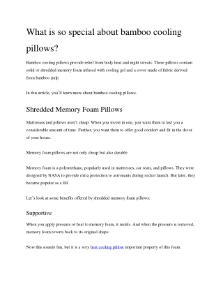 What is so special about bamboo cooling pillows