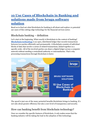 10 Use Cases of Blockchain in Banking